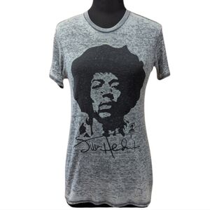 Jimi Hendrix S Sheer Burnout Tee Gray Paper Thin Rockstar Girlfriend Aesthetic